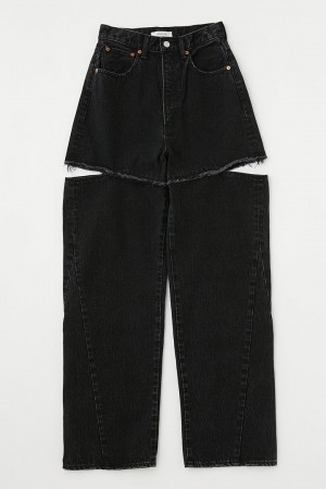 Dámské Džíny Moussy Cut Out Široké Rovný Černé | DWH605KO