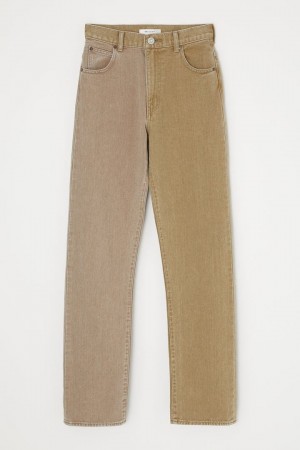 Dámské Džíny Moussy High Rise Color Block Jeane Tapered Hnědožlutý | VEG3476CX