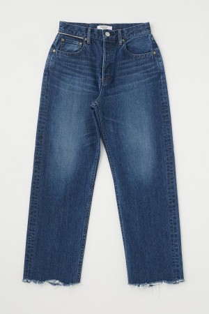 Dámské Džíny Moussy Vintage Corcoran Široké Rovný-cropped Tmavě Blankyt | UON2198QJ