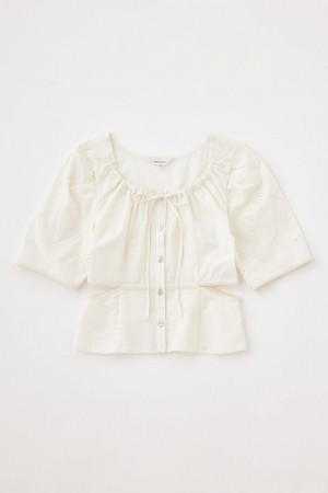 Dámské Halenka Moussy Side Slit Eyelet Bílé | LON7230NN