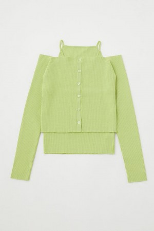 Dámské Kardigan Moussy Off Shoulder & Camisole Set Světle Zelene | YJZ3532HD