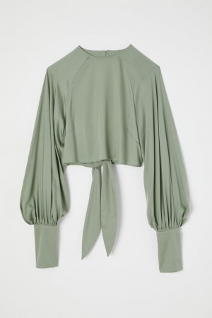 Dámské Košile Moussy Back Open Balloon Sleeve Hnědožlutý | TOK9342HR