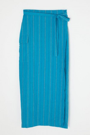 Dámské Sukně Moussy Linen Pruhovaný Wrap Blankyt | QIK7667XL
