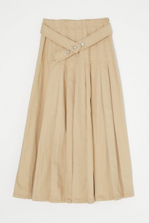 Dámské Sukně Moussy Pleats Belt Denim Hnědožlutý | OUJ6731DI