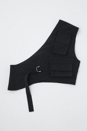 Dámské Vesta Moussy One Shoulder Utility Černé | HCO249TN