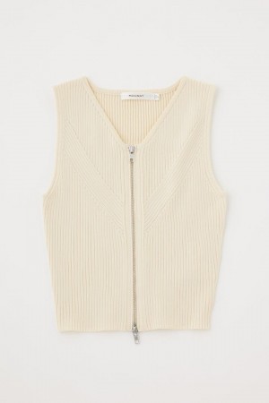 Dámské Vesta Moussy Zip Up Rib Knit Top Bílé | BZT6431JV