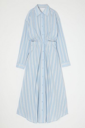 Dámské Šaty Moussy Gather Pasem Stiped Blankyt | TOD1821IE