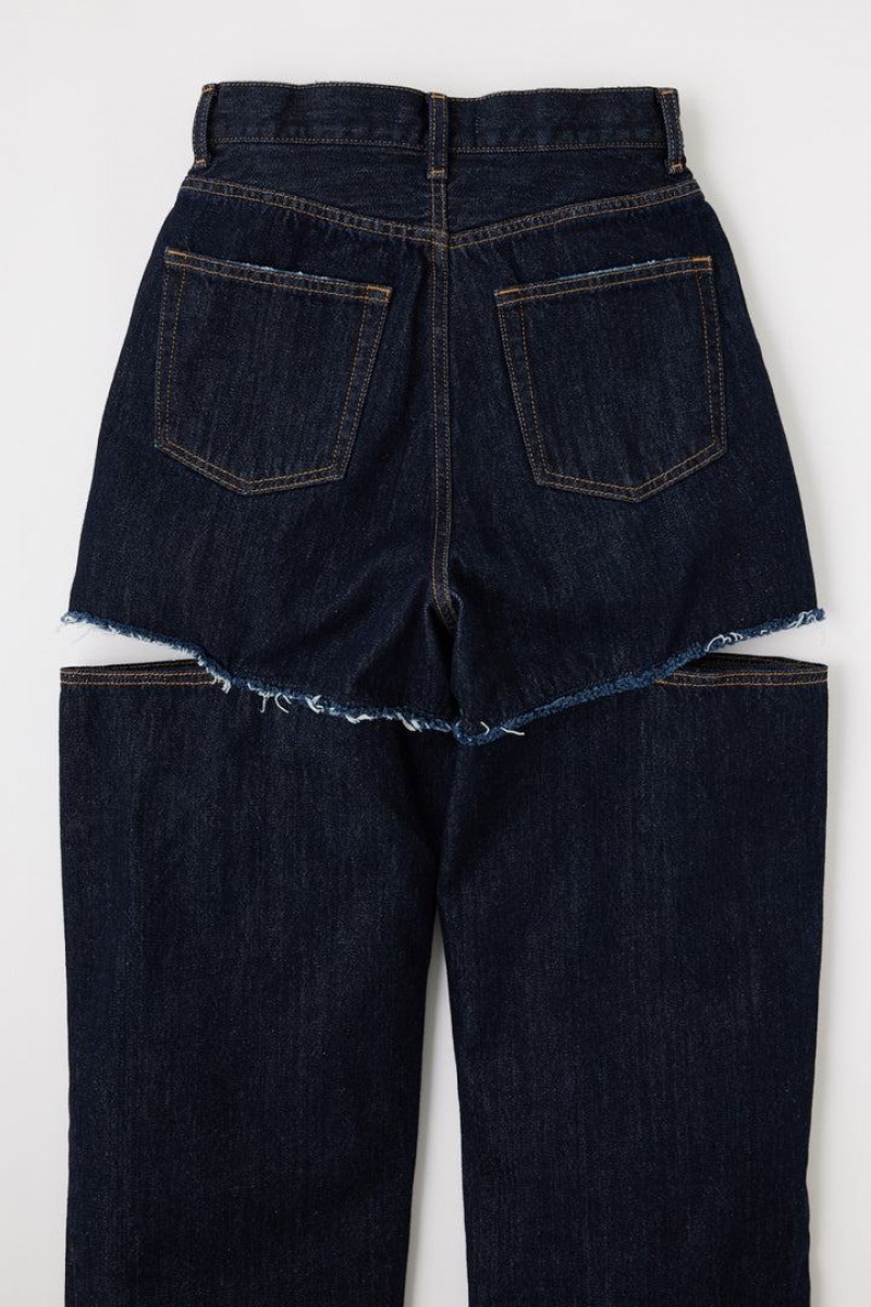 Dámské Džíny Moussy Cut Out Široké Rovný Tmavě Blankyt | TCR10094TA