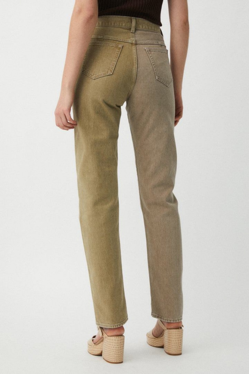 Dámské Džíny Moussy High Rise Color Block Jeane Tapered Hnědožlutý | VEG3476CX