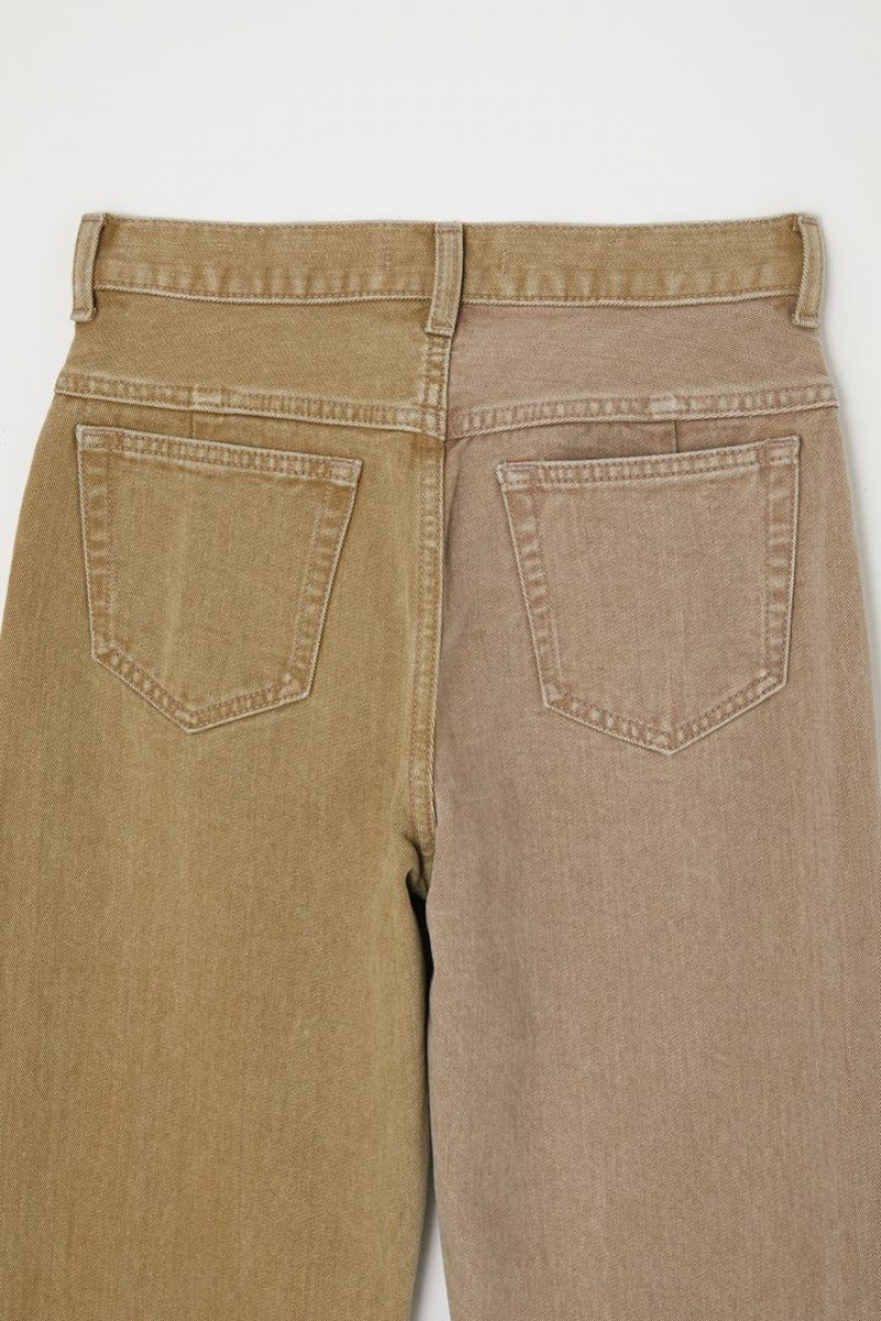 Dámské Džíny Moussy High Rise Color Block Jeane Tapered Hnědožlutý | VEG3476CX