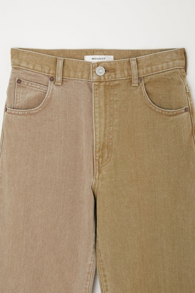 Dámské Džíny Moussy High Rise Color Block Jeane Tapered Hnědožlutý | VEG3476CX