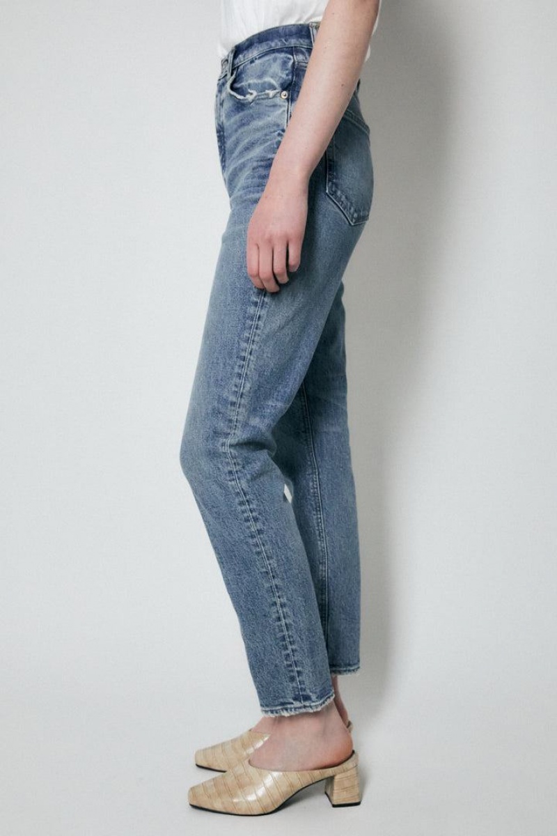 Dámské Džíny Moussy High Rise Ism Hubená Blankyt | CQA7552KJ