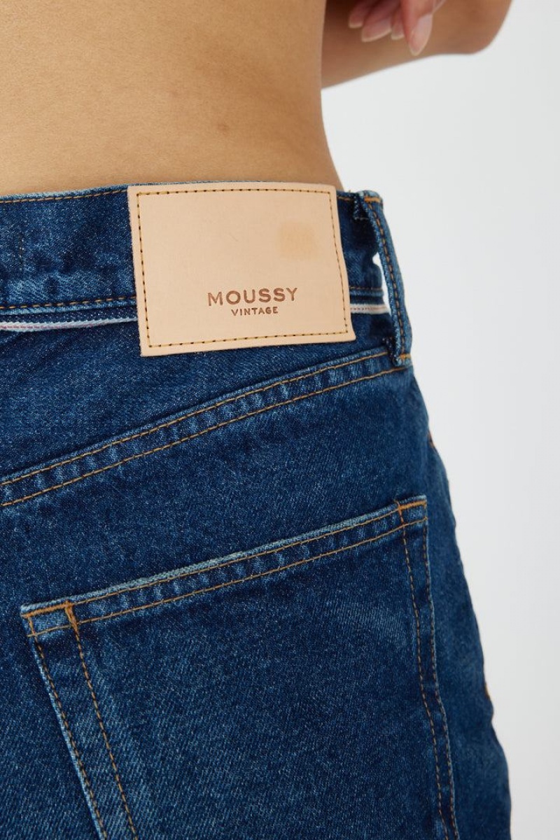 Dámské Džíny Moussy Vintage Bartlett Široké Rovný Tmavě Blankyt | SNB8419KS