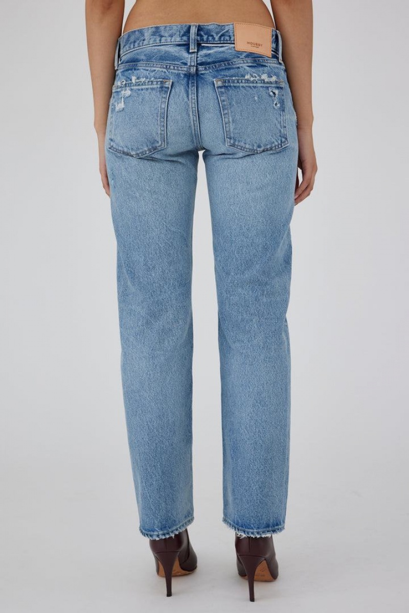 Dámské Džíny Moussy Vintage Bostonia Low-rise Rovný Světle Blankyt | MPM6444WY
