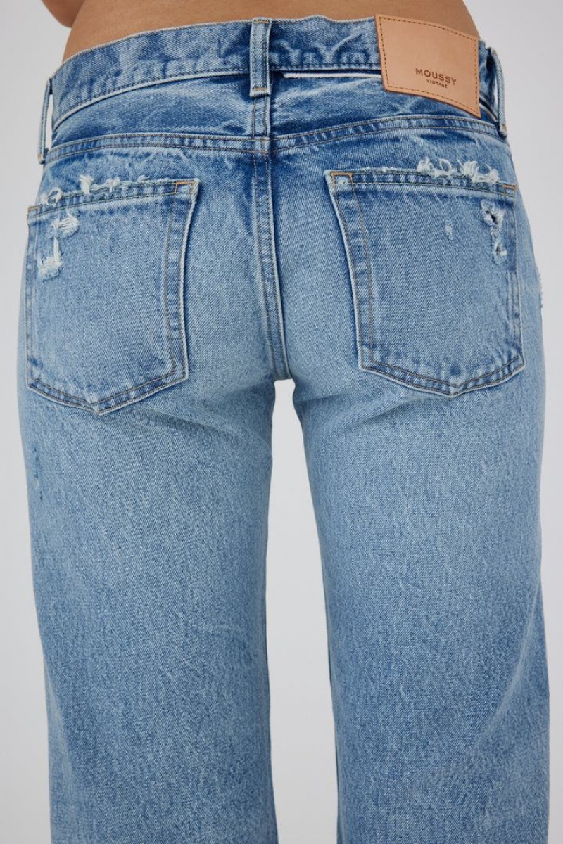 Dámské Džíny Moussy Vintage Bostonia Low-rise Rovný Světle Blankyt | MPM6444WY
