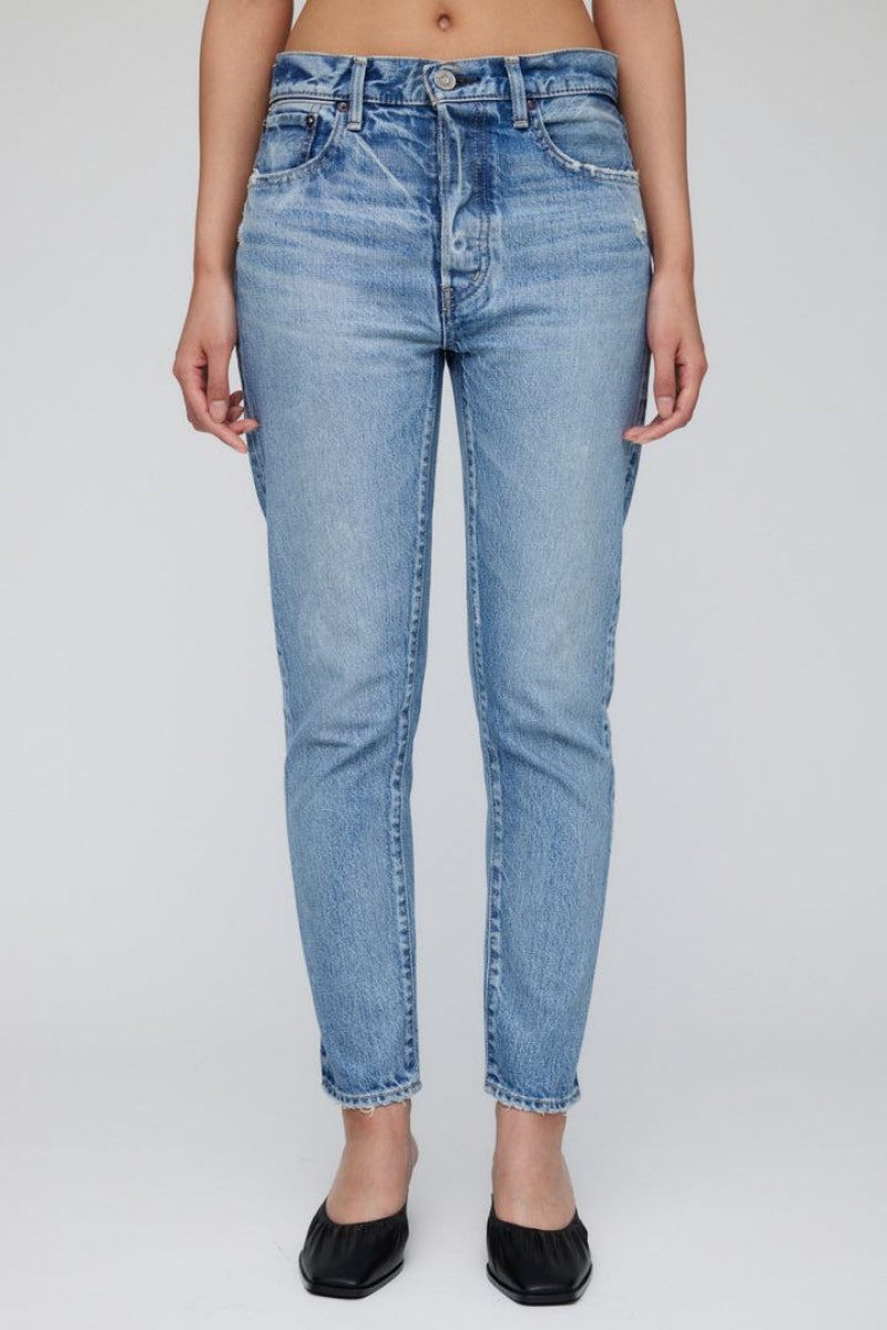 Dámské Džíny Moussy Vintage Browncroft High-rise Tapered Blankyt | DAQ4262KD
