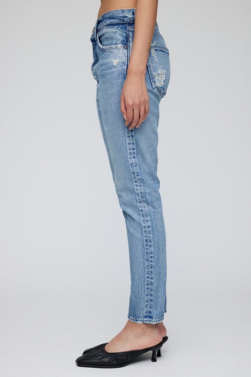 Dámské Džíny Moussy Vintage Browncroft High-rise Tapered Blankyt | DAQ4262KD