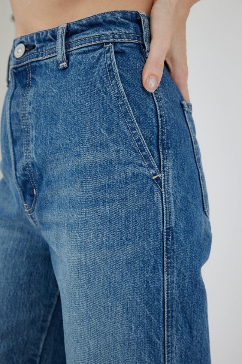 Dámské Džíny Moussy Vintage Cambria Centerpress Široké-cropped Blankyt | YCK188WN