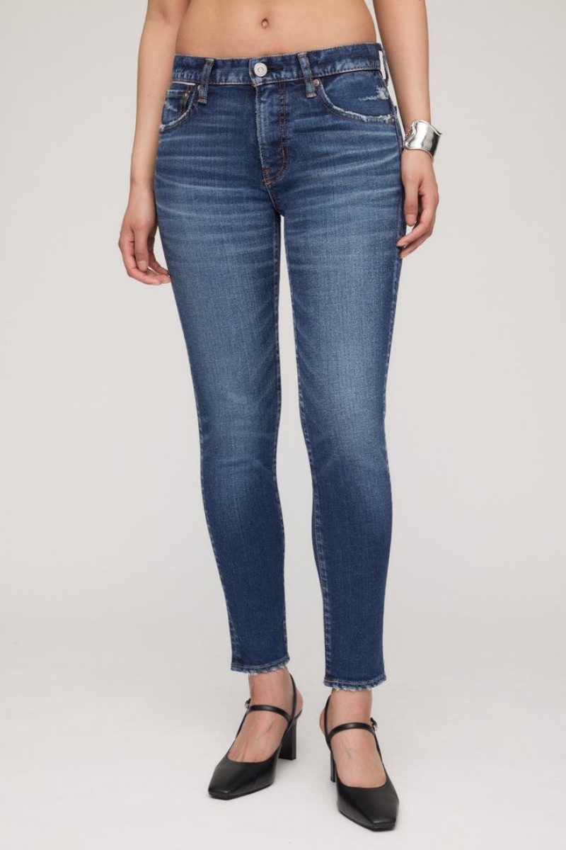 Dámské Džíny Moussy Vintage Carson Hubená Tmavě Blankyt | RFX587YF