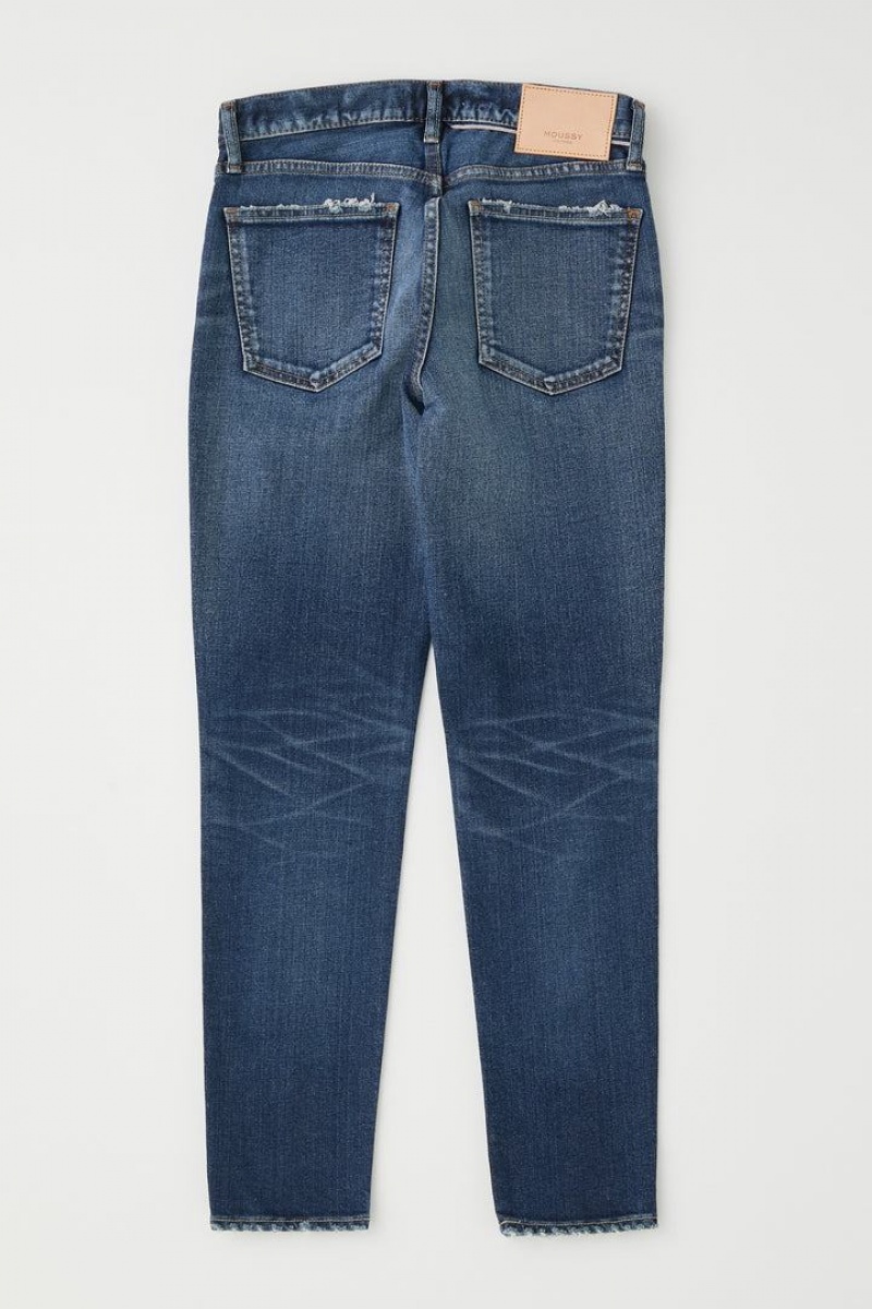 Dámské Džíny Moussy Vintage Carson Hubená Tmavě Blankyt | RFX587YF