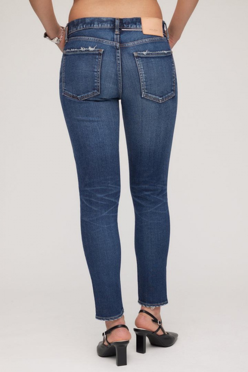 Dámské Džíny Moussy Vintage Carson Hubená Tmavě Blankyt | RFX587YF