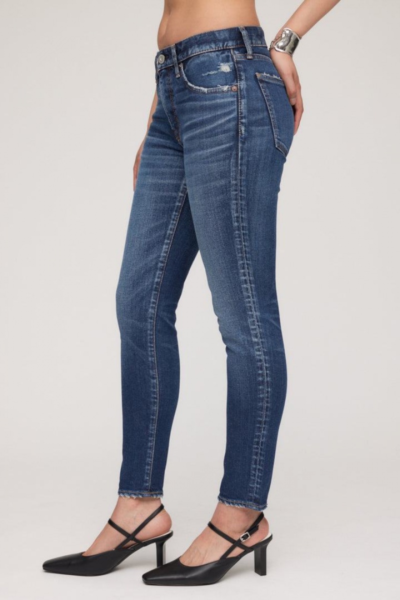 Dámské Džíny Moussy Vintage Carson Hubená Tmavě Blankyt | RFX587YF