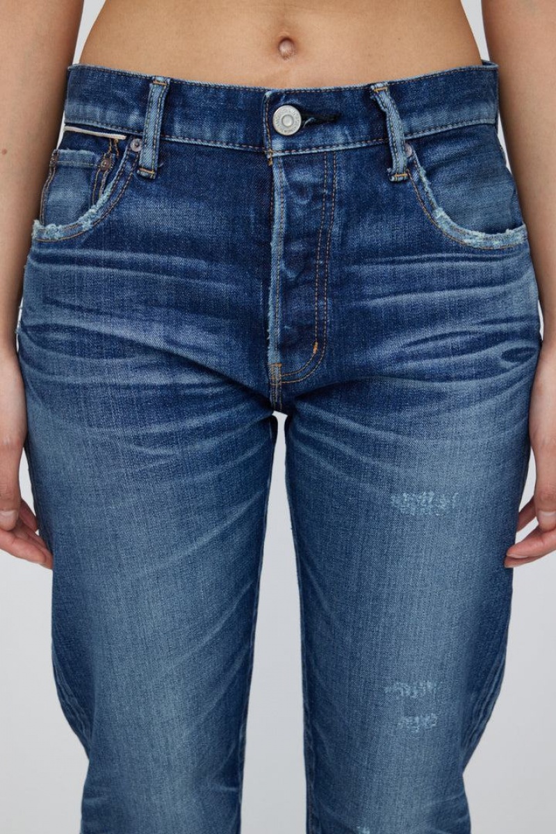 Dámské Džíny Moussy Vintage Clarence Rovný Tmavě Blankyt | LOD8079LP