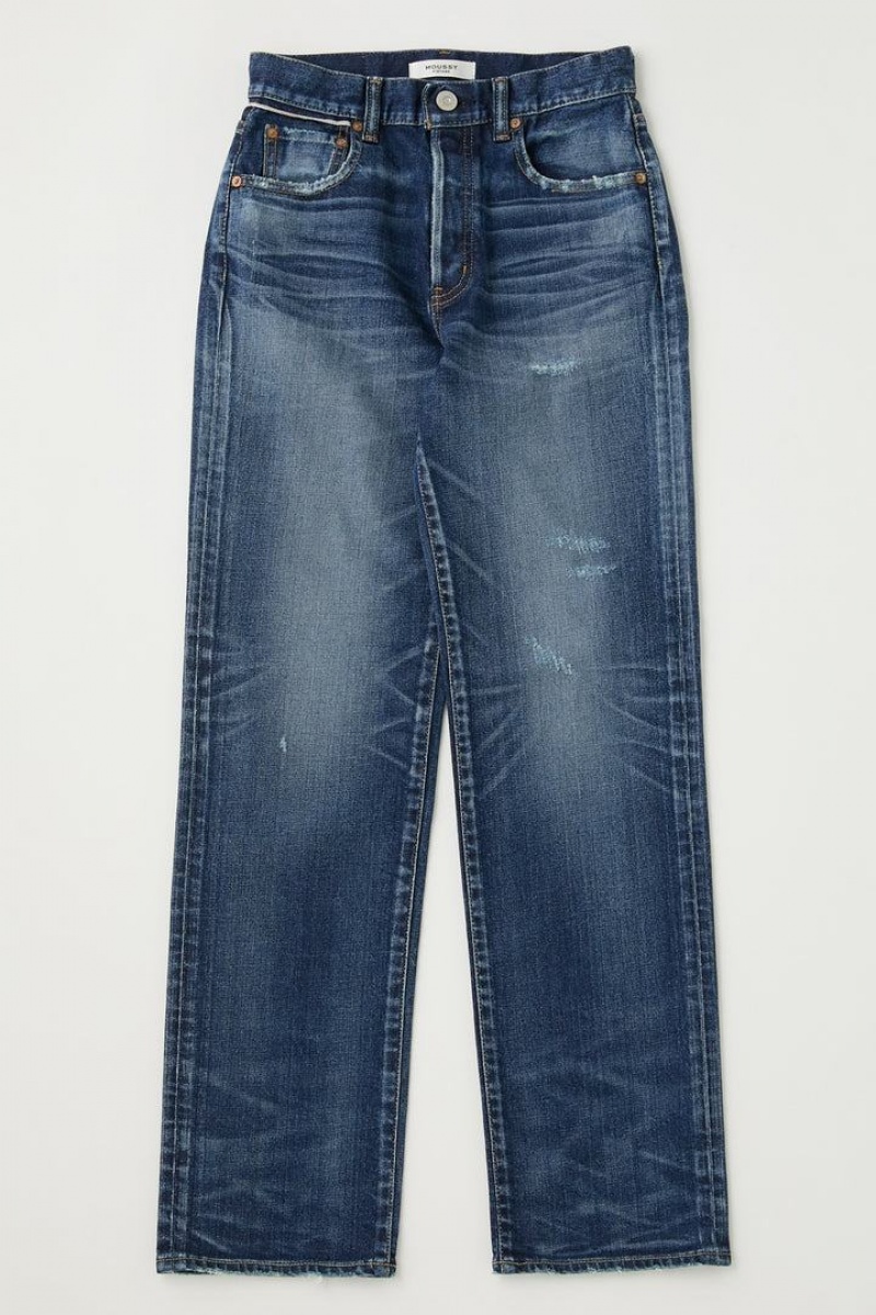 Dámské Džíny Moussy Vintage Clarence Rovný Tmavě Blankyt | LOD8079LP