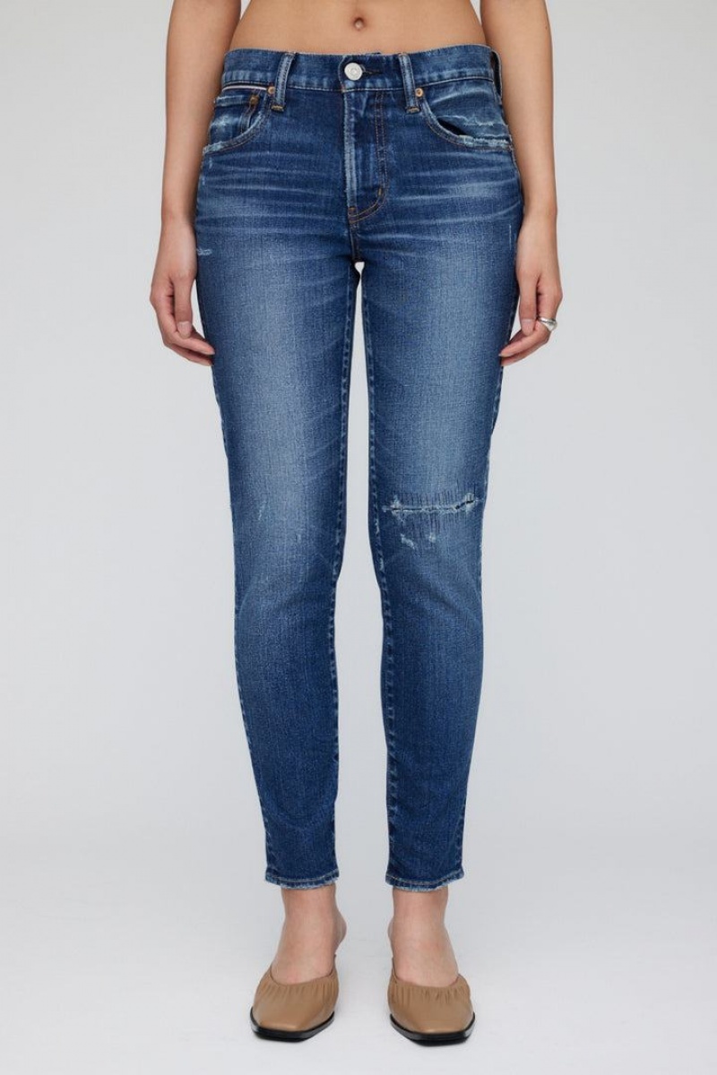 Dámské Džíny Moussy Vintage Edgerton Hubená Long Tmavě Blankyt | ZNJ55AX