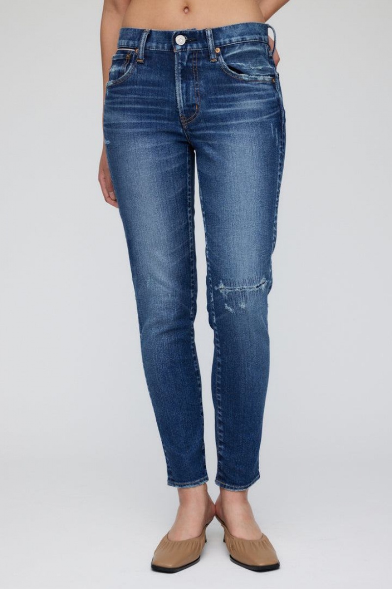 Dámské Džíny Moussy Vintage Edgerton Hubená Long Tmavě Blankyt | ZNJ55AX
