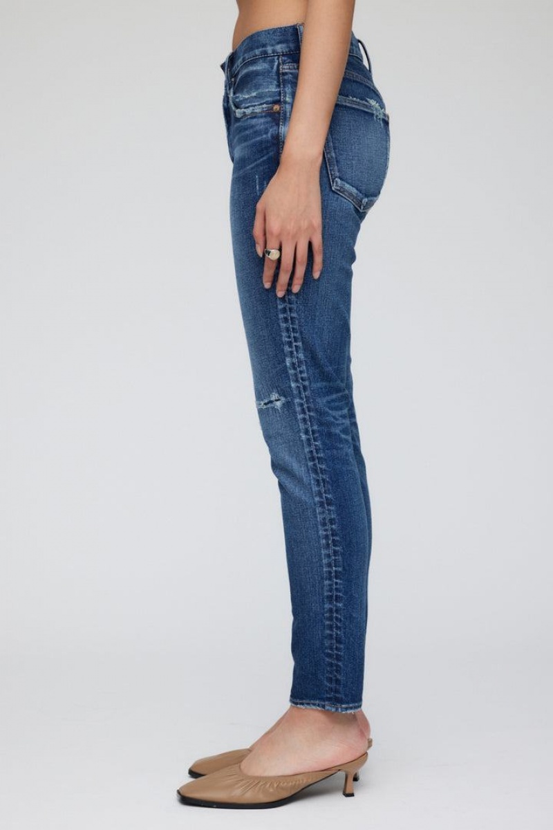 Dámské Džíny Moussy Vintage Edgerton Hubená Long Tmavě Blankyt | ZNJ55AX