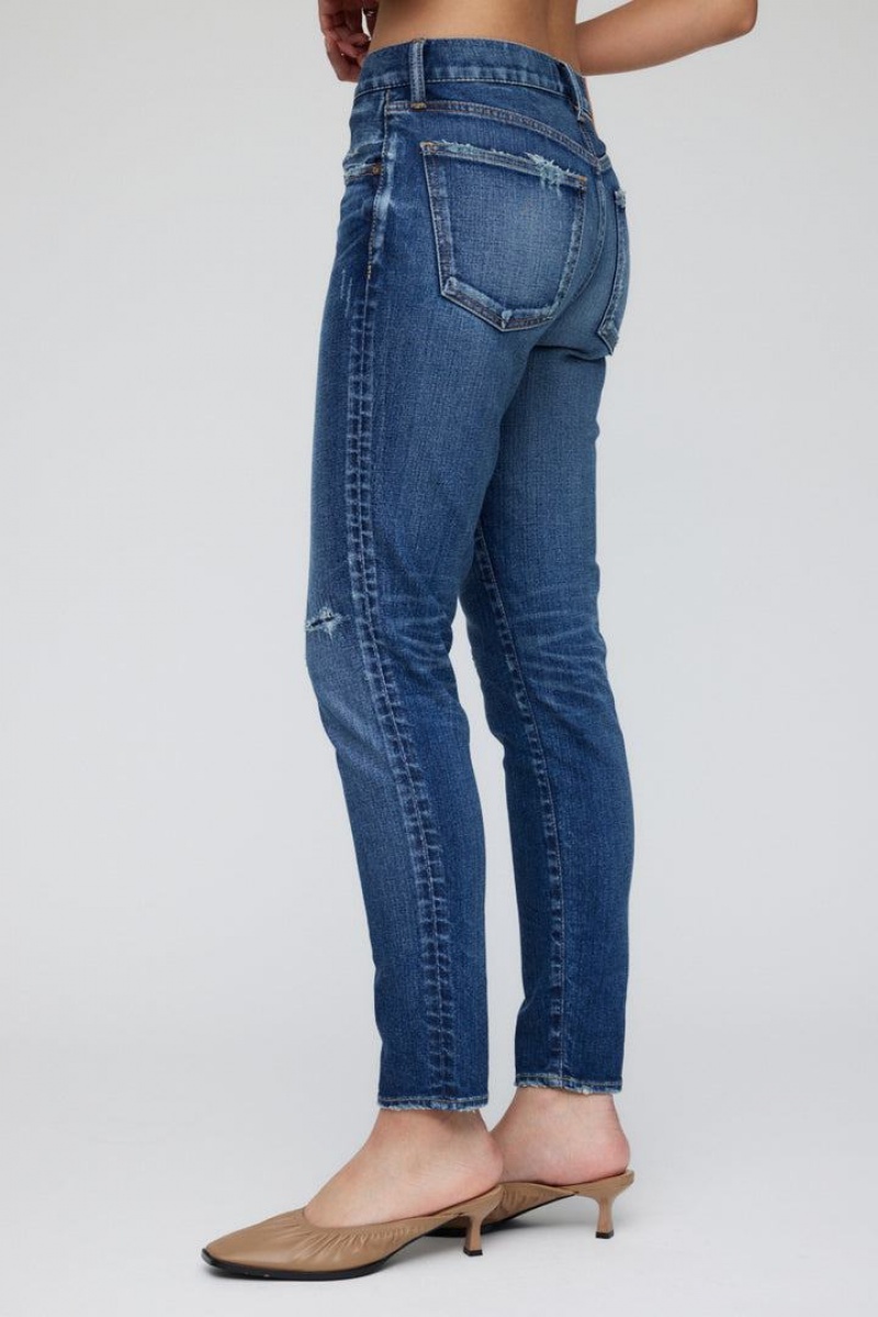 Dámské Džíny Moussy Vintage Edgerton Hubená Long Tmavě Blankyt | ZNJ55AX