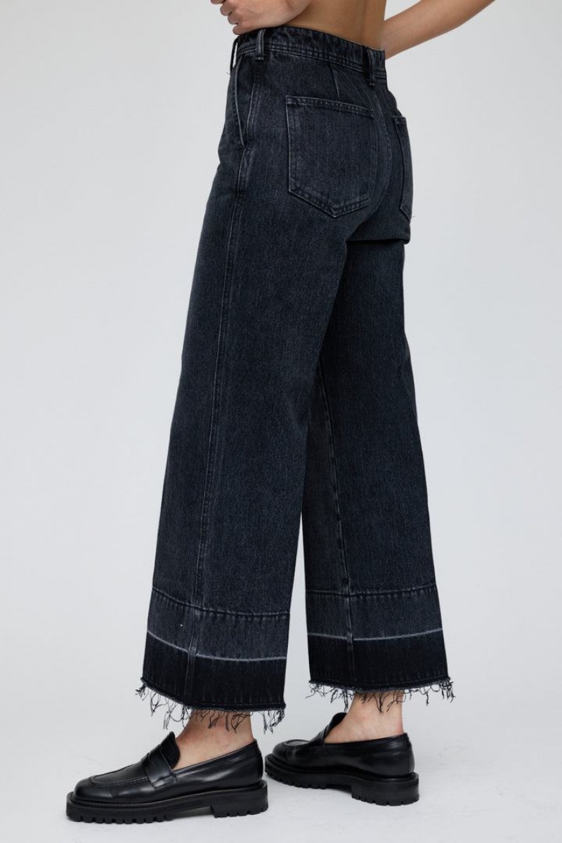 Dámské Džíny Moussy Vintage Elba Center Press Široké-cropped Černé | WVP43CG