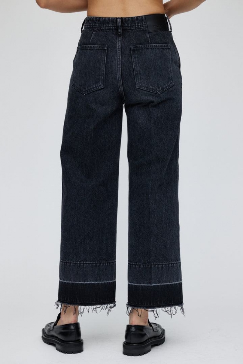 Dámské Džíny Moussy Vintage Elba Center Press Široké-cropped Černé | WVP43CG
