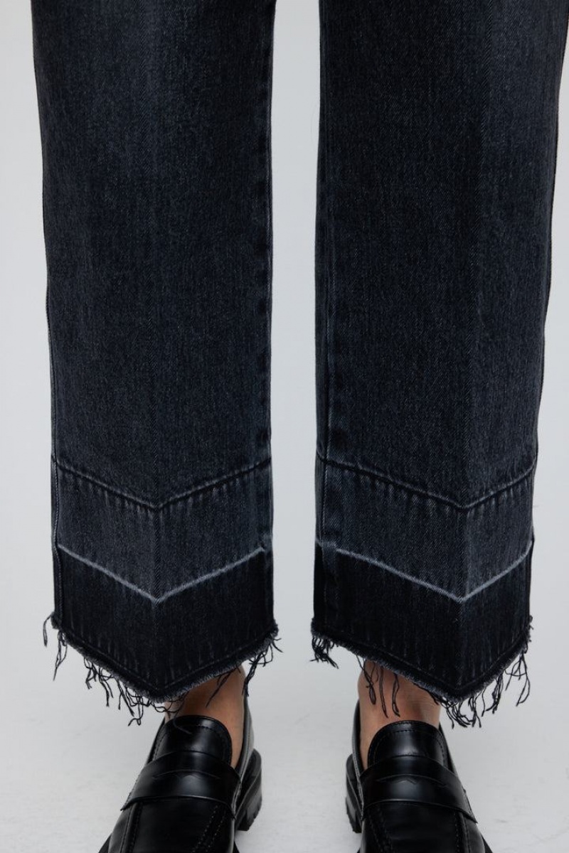 Dámské Džíny Moussy Vintage Elba Center Press Široké-cropped Černé | WVP43CG