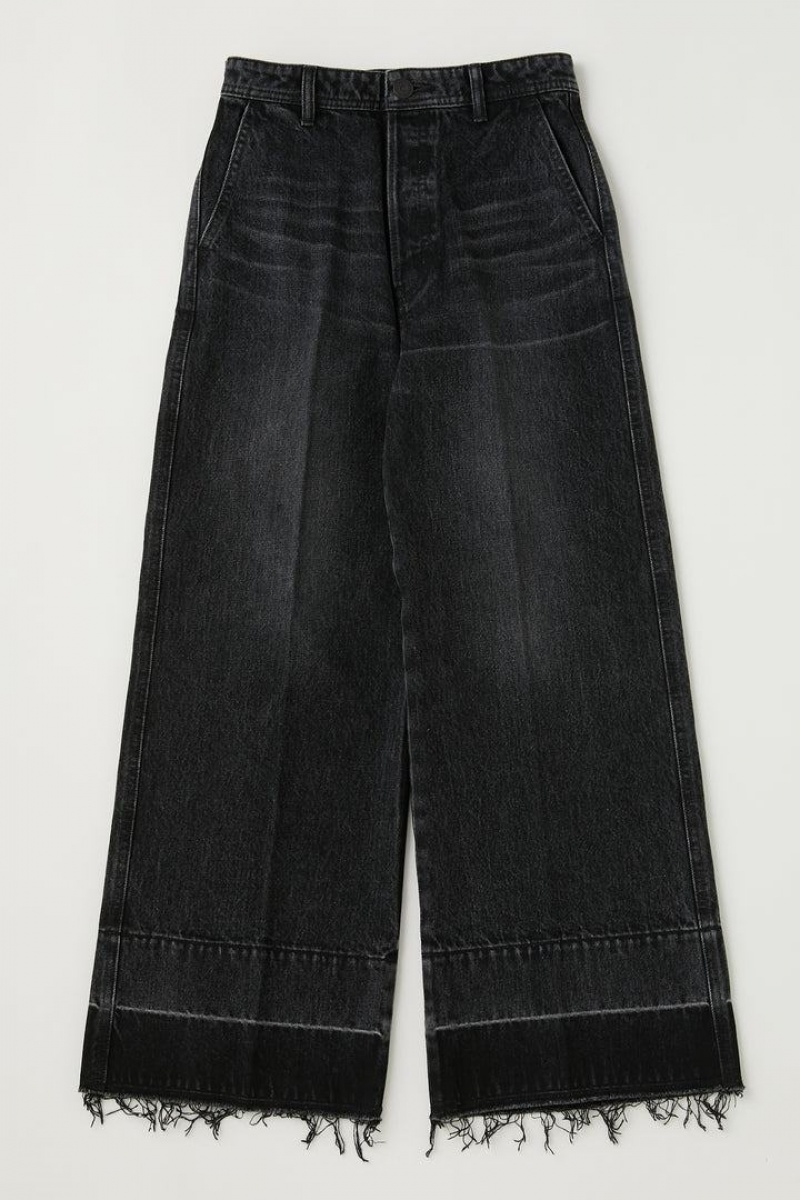 Dámské Džíny Moussy Vintage Elba Center Press Široké-cropped Černé | WVP43CG