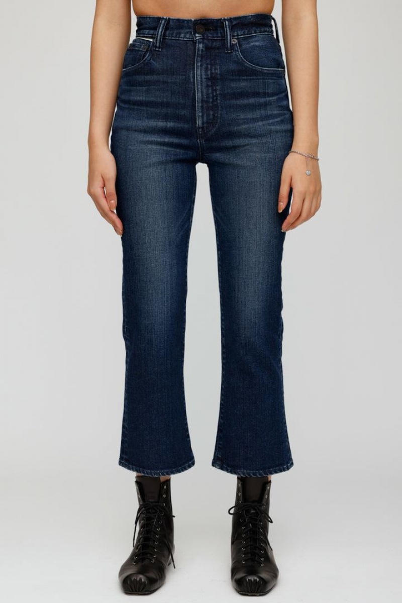 Dámské Džíny Moussy Vintage Emma Cropped Flare Tmavě Blankyt | BOP9832LL