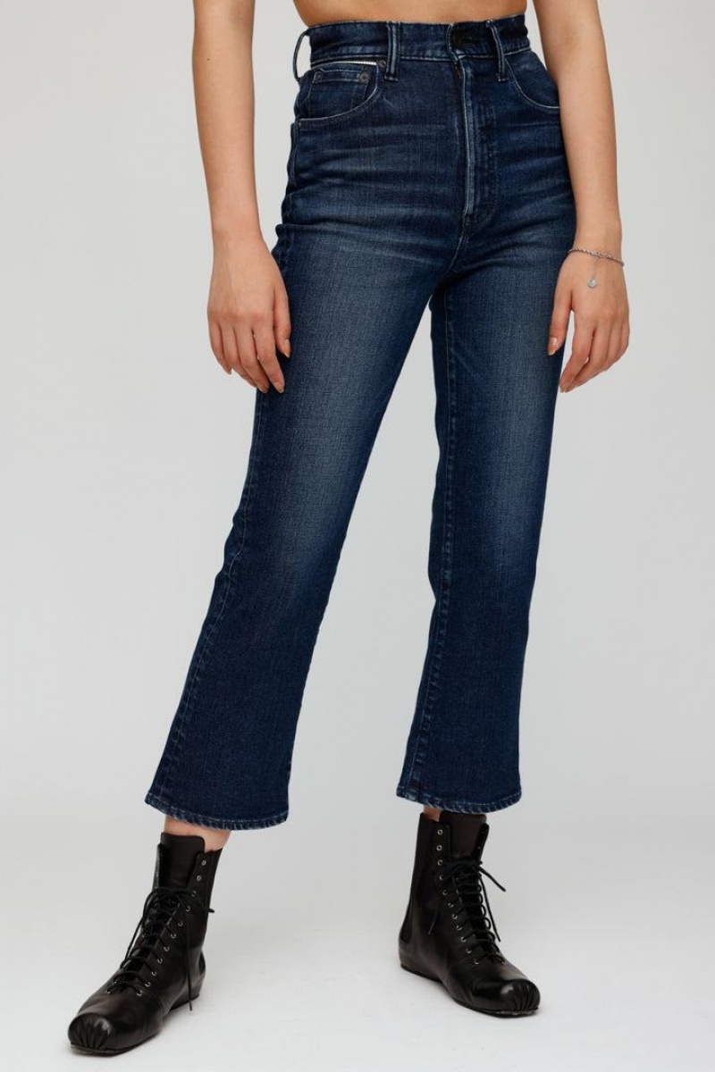 Dámské Džíny Moussy Vintage Emma Cropped Flare Tmavě Blankyt | BOP9832LL