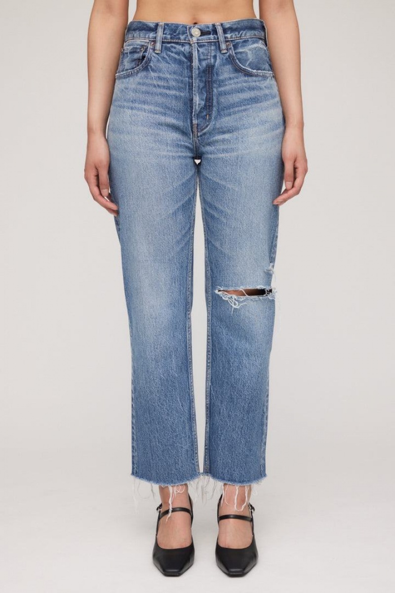 Dámské Džíny Moussy Vintage Esplen Široké Cropped Rovný Blankyt | PLY3960UD