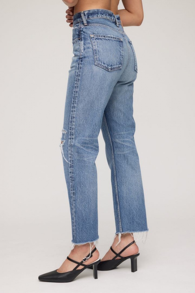 Dámské Džíny Moussy Vintage Esplen Široké Cropped Rovný Blankyt | PLY3960UD