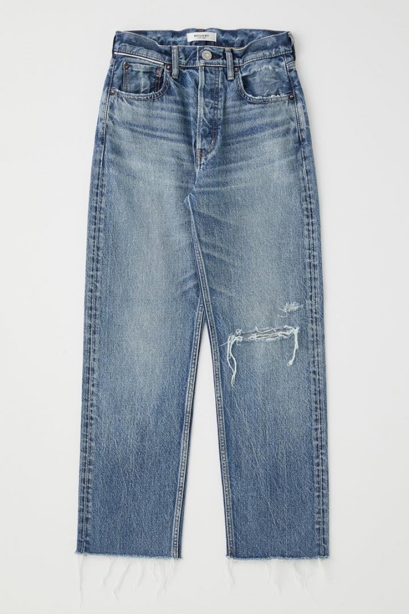 Dámské Džíny Moussy Vintage Esplen Široké Cropped Rovný Blankyt | PLY3960UD