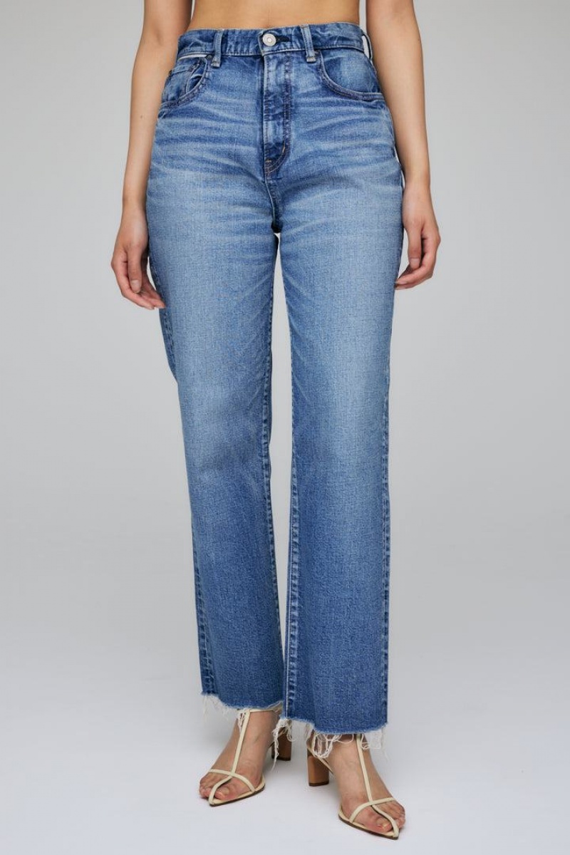 Dámské Džíny Moussy Vintage Evelyn Cropped Rovný-hi Blankyt | SFB5046UP