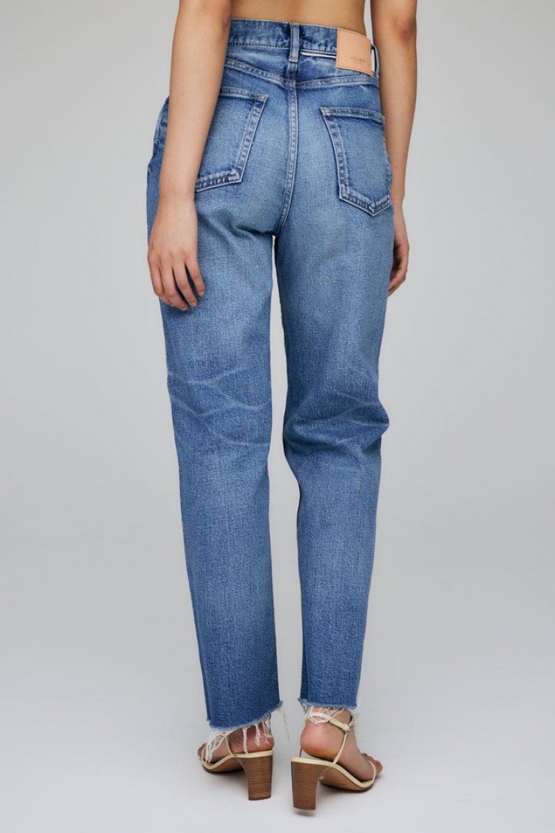 Dámské Džíny Moussy Vintage Evelyn Cropped Rovný-hi Blankyt | SFB5046UP
