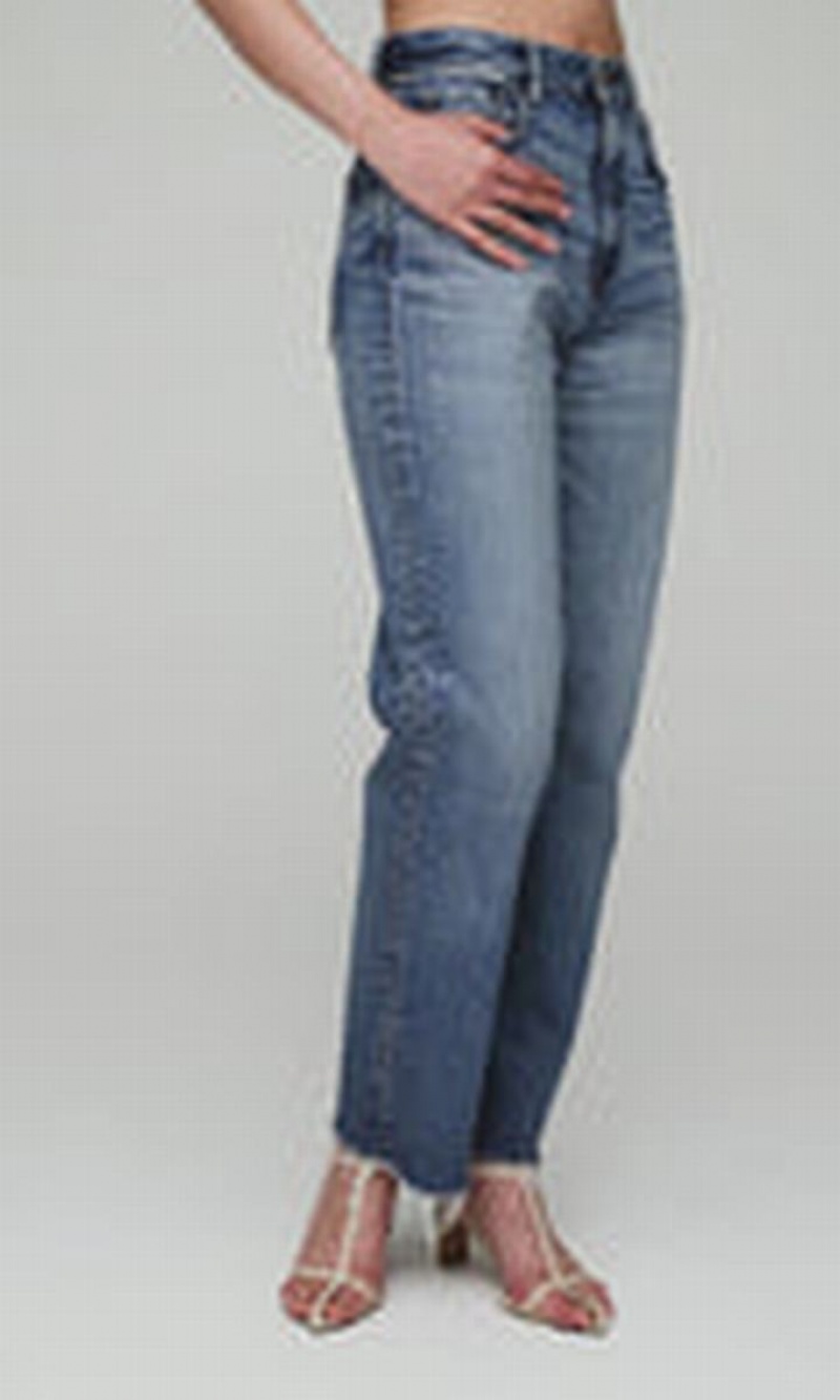 Dámské Džíny Moussy Vintage Evelyn Cropped Rovný-hi Blankyt | SFB5046UP