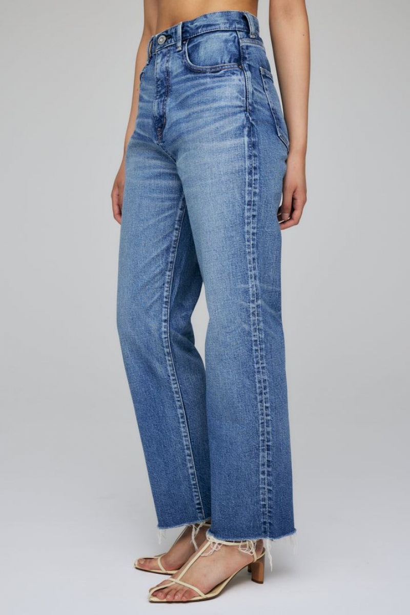 Dámské Džíny Moussy Vintage Evelyn Cropped Rovný-hi Blankyt | SFB5046UP
