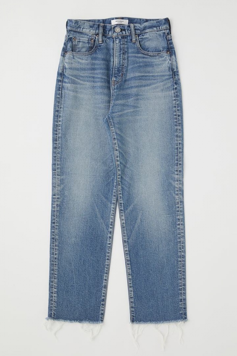 Dámské Džíny Moussy Vintage Evelyn Cropped Rovný-hi Blankyt | SFB5046UP