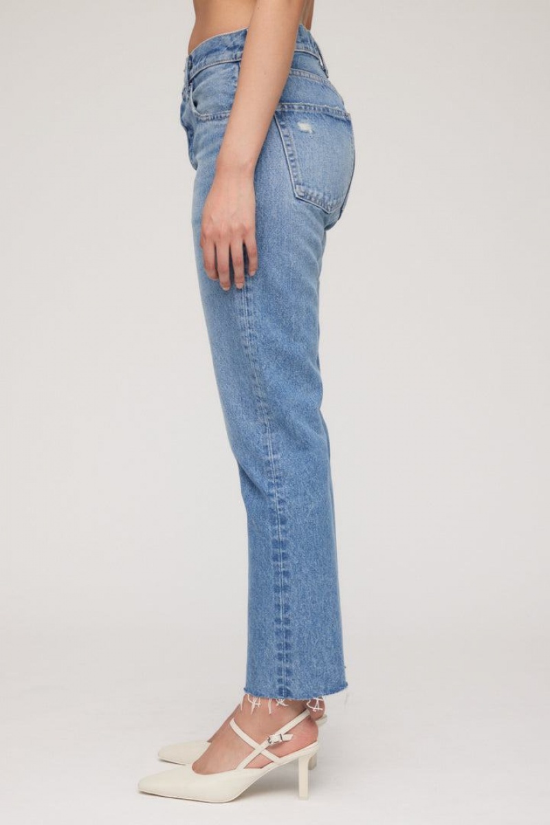 Dámské Džíny Moussy Vintage Garfield Cropped Rovný Světle Blankyt | NEN7472PL
