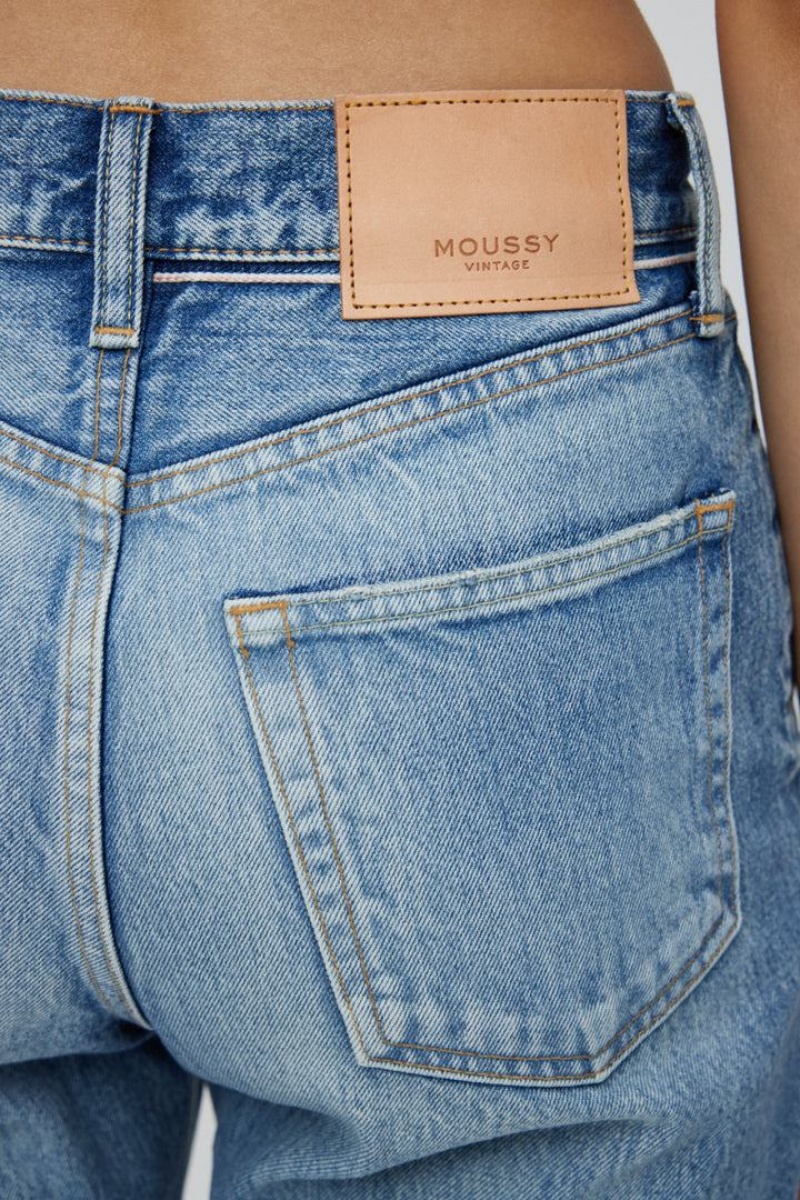 Dámské Džíny Moussy Vintage Marilla Široké Rovný Světle Blankyt | VTE4639FD