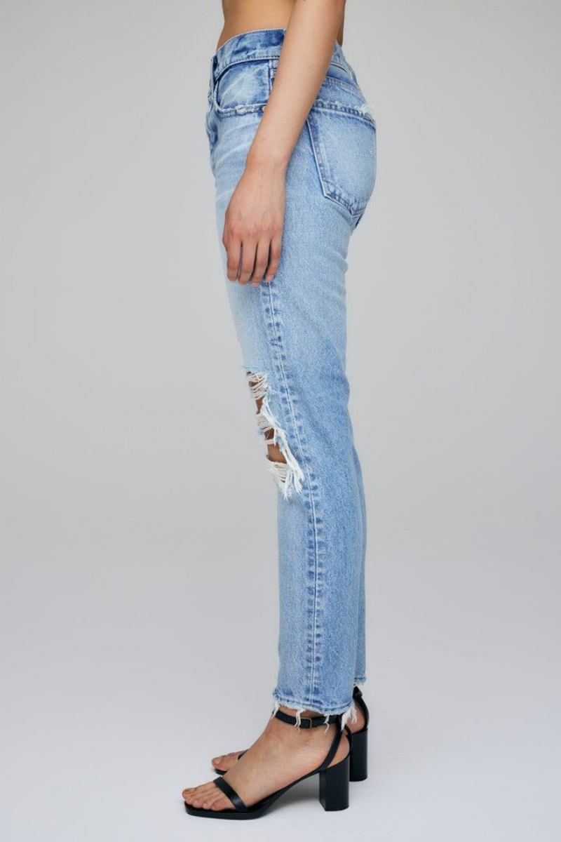 Dámské Džíny Moussy Vintage May Tapered-mid Světle Blankyt | LGR10032OM