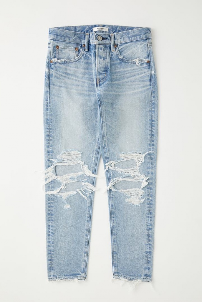 Dámské Džíny Moussy Vintage May Tapered-mid Světle Blankyt | LGR10032OM